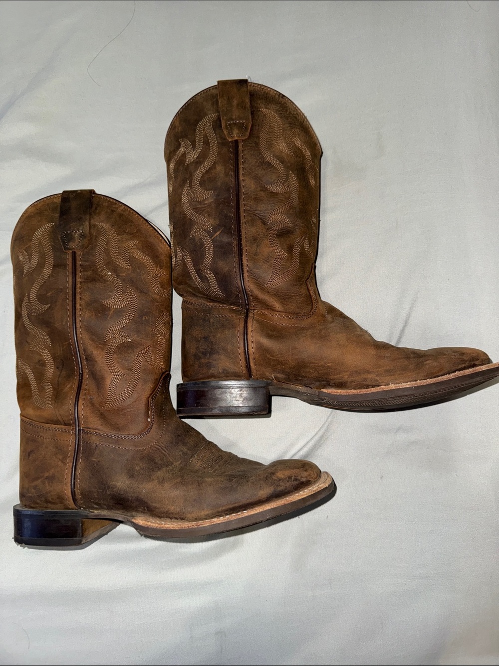 Kids Brown Leather Western Cowboy Boots - Classic Pull-On Style